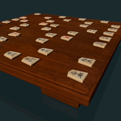 render del tablero y de las piezas de shogi